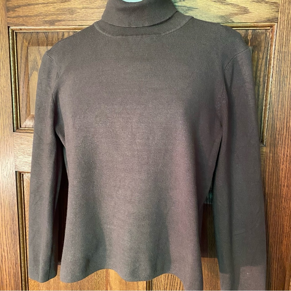 WD NY Women Green Turtleneck Crop Sweater Size L